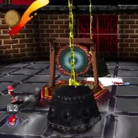 重りでつぶれるカケルの図